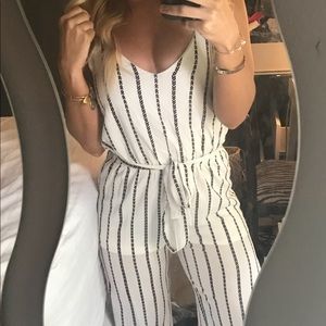 white and black thin stripped jumper